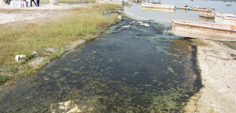 Pollué par les eaux usées, le lit du Lac Rose présente une hideuse face