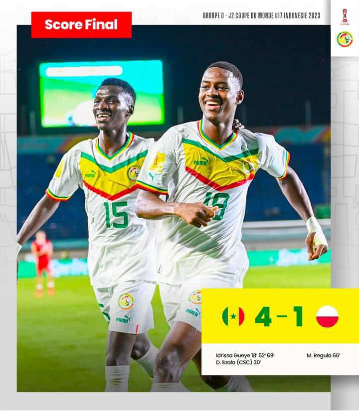 Mondial U17 : Le Sénégal en Huitièmes après un triplé d’Idrissa Gueye