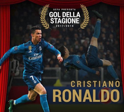 Le retourné de Cristiano Ronaldo élu plus beau but européen de la saison