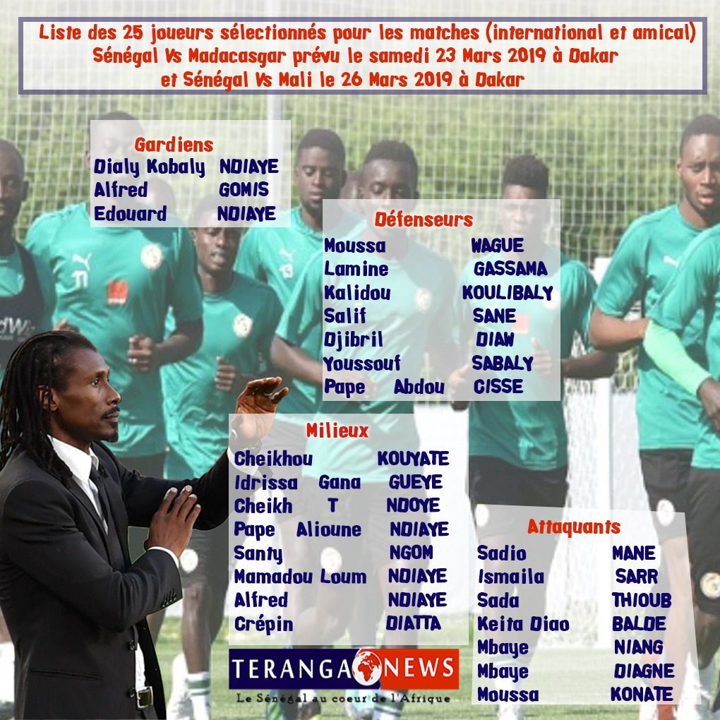 Football-Equipe nationale : La liste de Cissé avec le retour de Santy Ngom, une première pour Sada Thioub, Krépin Diatta, Loum Ndiaye, et Kobaly Ndiaye