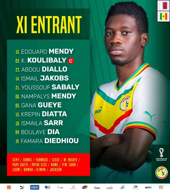 Coupe du monde 2022-Equipe du Sénégal : Ismail Jakobs, Famara Diédhiou, Krépin Diatta, Edouard Mendy, le onze de départ complet contre le Qatar
